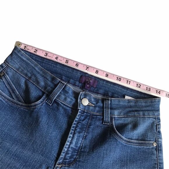 NYDJ Bohemian Boho Crochet Trim Cuffs Cropped Jeans Blue Sz 4 - Picture 11 of 15